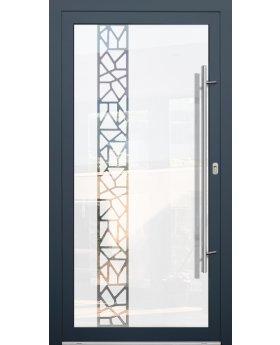 LIM Glass S21 - aluminium front door milk with transparent decor