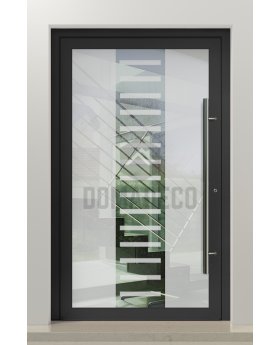 LIM Glass S6 - aluminium single sand door with transparent decor