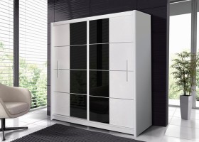 Pedro 203 - white and black sliding door wardrobe