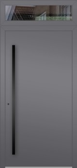Aluminium hinged LIM door with top glass panel