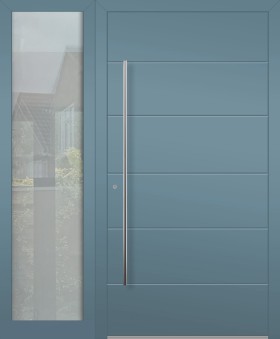 Aluminium Hinged LIM front door with left sidelight (view from the outside) 