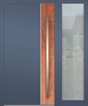 Aluminium LIM hinged door with right sidelight (view from the outside) 