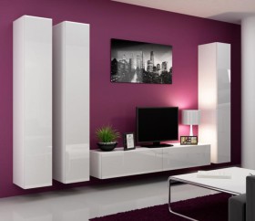Seattle 7 - White contemporary entertainment center