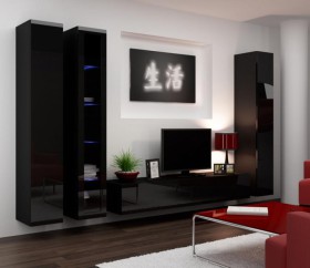 Seattle 2 - black living room entertainment center