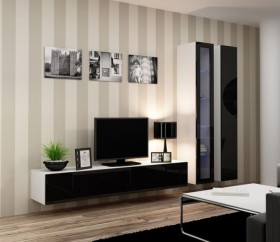 Seattle 10 - black and white living room wall unit