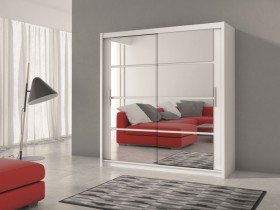 Derby 203 - White wardrobe with mirror