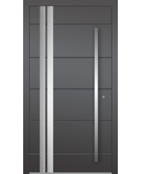 LIM AD10 - aluminium modern hinged front door with silver stripes