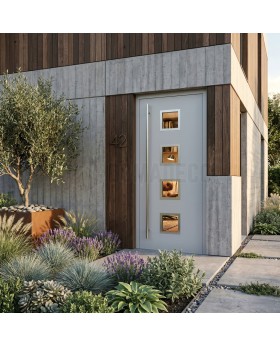 Silver modern aluminum front door