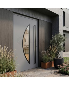 Grey matte finish aluminium door with glass