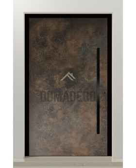PIVOT Bruno - aluminium pivot door covered with rust sintered quartz