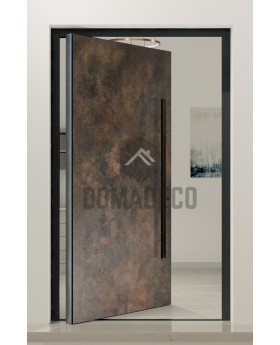 PIVOT Bruno - aluminium pivot door covered with rust sintered quartz