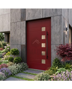 red custom modern aluminum entry door
