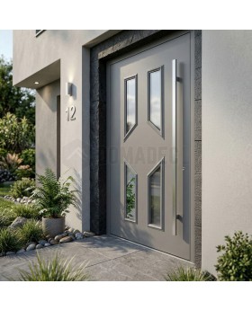 Grey glazed traditional entrance door