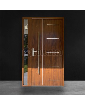 Golden oak high security steel front entry door