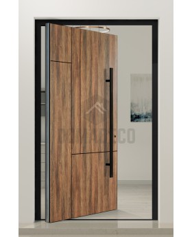 PIVOT WOODLINE 1 - aluminium pivot door with Walnut High Pressure Laminate