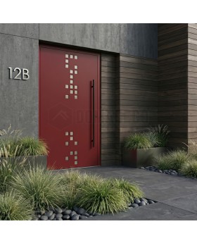 red front entrance aluminium door