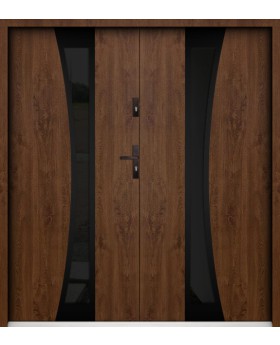 Sta Gemini Double noir - modern steel double front door with black frame around the glass