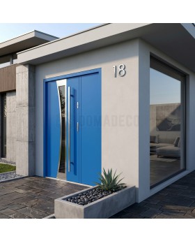 Bluie metal entrance door with side panel