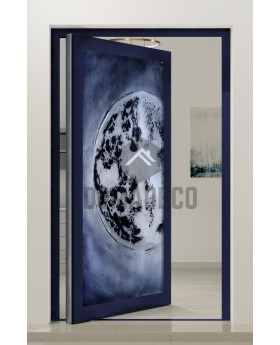 Pivot entrance doors with fusing moonlight glass