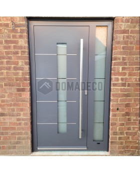 Aluminum anthracite LIM hinged door with right sidelight
