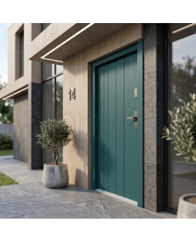 Green contemporary front door