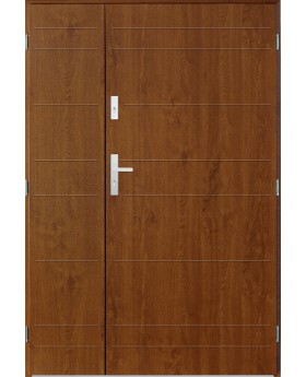 Sta Irala duo - contemporary front door with side panels Colour: golden oak