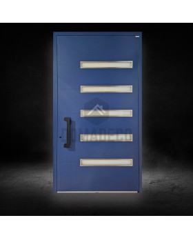 Blue aluminium high-end exterior front door