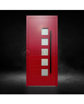 Red modern aluminium door for modern villas