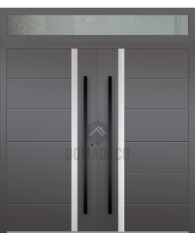 Aluminum LIM Double door with top glass panel
