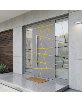LIM 360 grey aluminum door with left and right glass panel