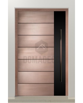 PIVOT M15 - aluminium pivot door with copper texture of milled metal