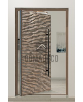 PIVOT M16 - aluminium front entry hinged door with texture of milled metal