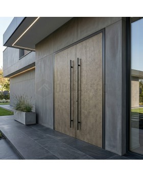 Anthracite double entry door coated with liquid metal