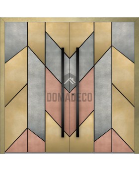 Aluminum double hinged entry door coated with different color of liquid metal
