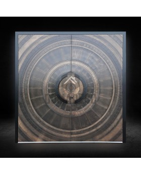 Brown liquid metal double aluminum door