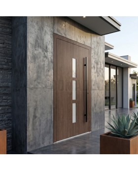 Walnut Energy efficient aluminium front door