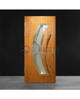 Golden oak metal external single door