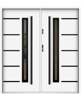Sta Picard Double Noir - stainless steel exterior double front door with black frame around glass