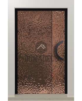 PIVOT B1 - aluminium pivot door covered with copper-plated stainless steel sheet