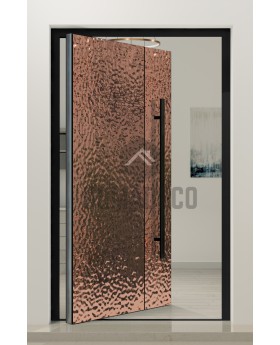 PIVOT B1 - aluminium pivot door covered with copper-plated stainless steel sheet