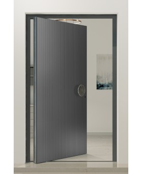 PIVOT V62 - aluminium pivot entry door with vertical milling