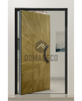 PIVOT M8 -  aluminium pivot door with gold texture of milled metal