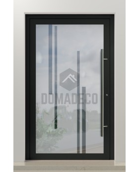PIVOT Glass S10 - aluminium frosted pivot door with with transparent decor