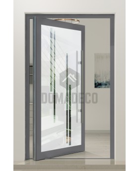 PIVOT Glass S10 - aluminium frosted pivot door with with transparent decor