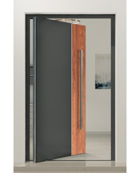 PIVOT V22 - aluminium front door with wooden decor