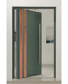 PIVOT V28 - aluminium front door with wooden decor