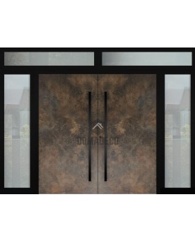 Aluminium LIM Double door with left, right ant top glass panel