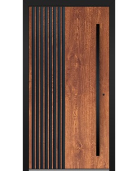 LIM RAIL6 - aluminium front  door with black vertical slats made of aluminium profiles