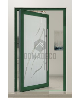 PIVOT Glass S11 - aluminium frosted pivot door with transparent decor