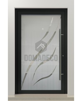 PIVOT Glass S11 - aluminium frosted pivot door with transparent decor